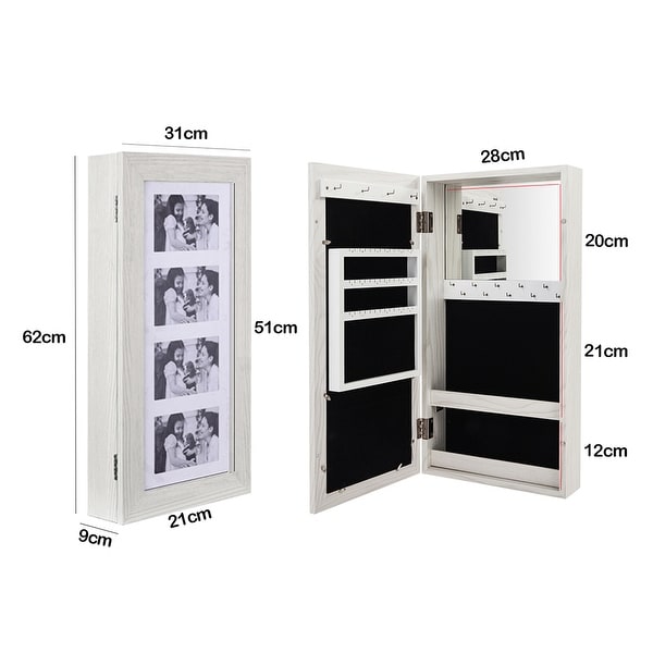 Wood Grain Coating Jewelry Storage Damp-proof Mirror Cabinet White - - 35433258