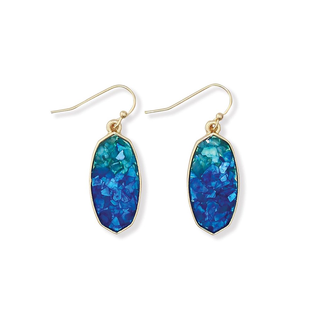 Periwinkle by Barlow  Blue-Green Glitter Drops Earrings