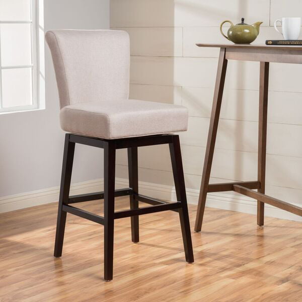 Noble House Hannah Wheat Fabric Swivel Barstool