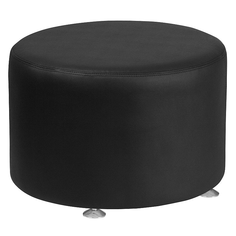 Emma and Oliver Black LeatherSoft 24 Round Ottoman