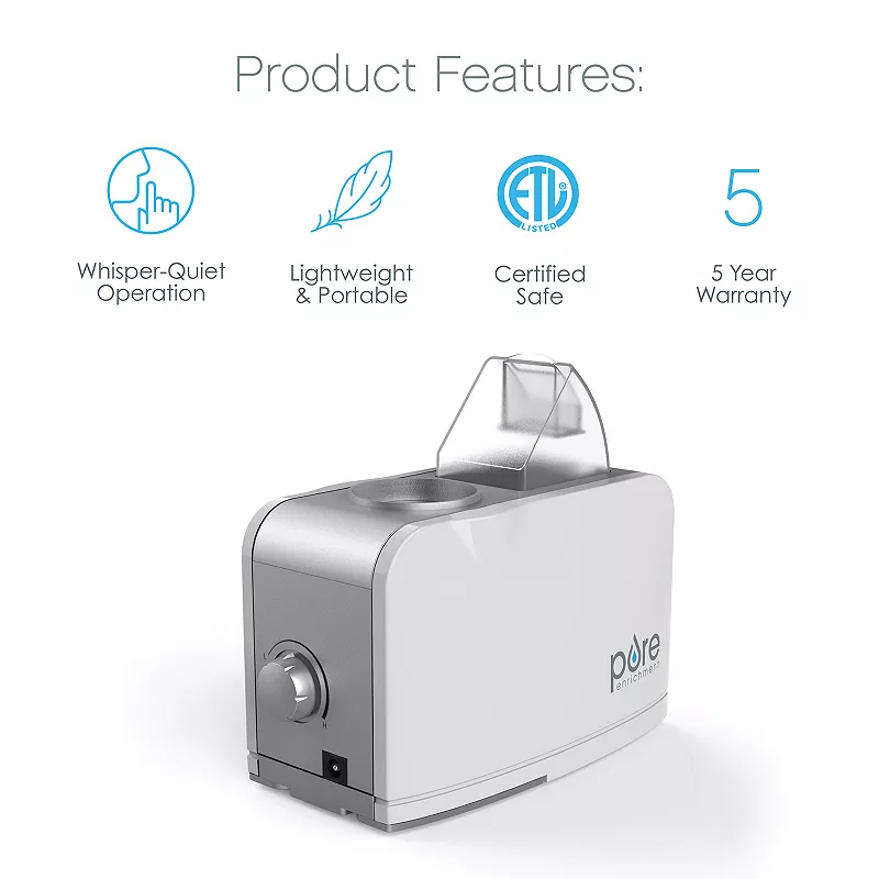 Pure Enrichment MistAire Travel Portable Ultrasonic Humidifier