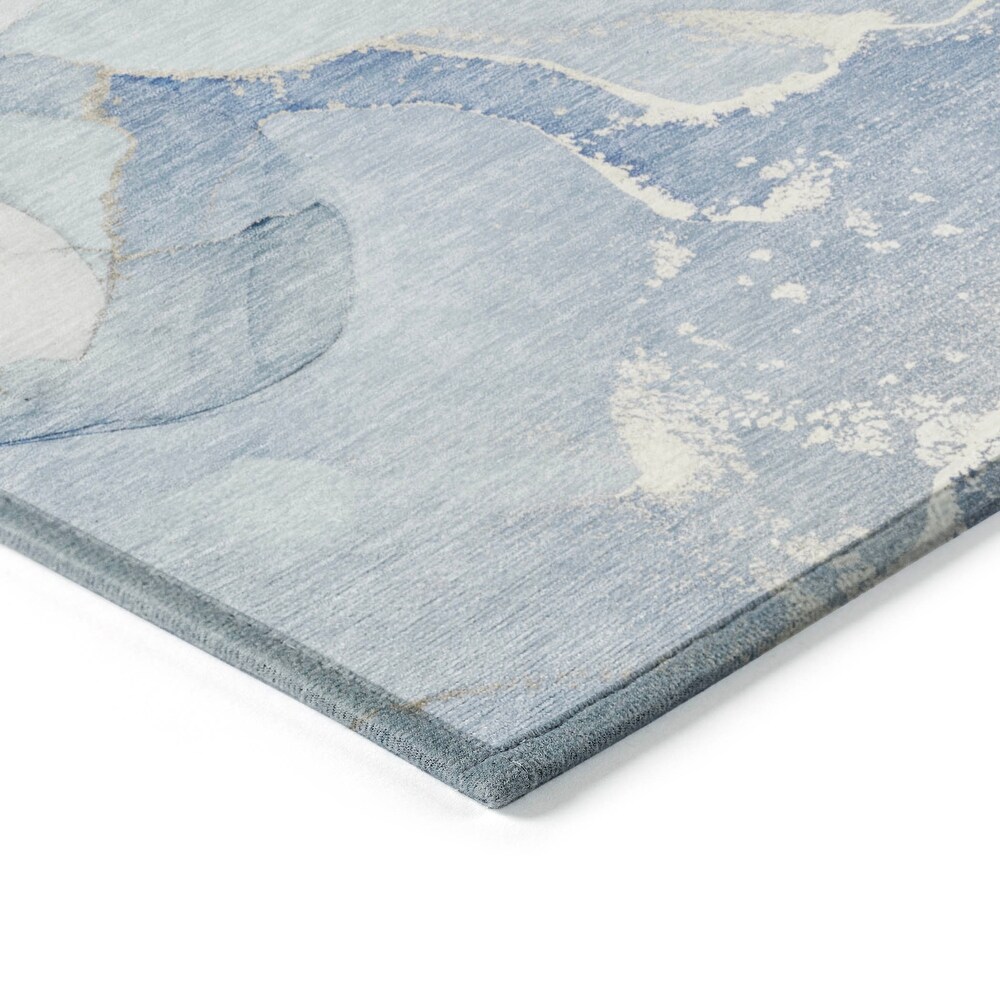 Machine Washable Indoor/ Outdoor Abstract Marble Chantille Rug