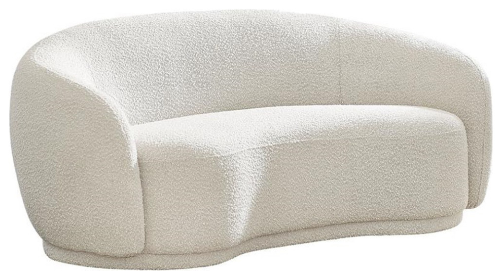 Maklaine Contemporary Boucle Fabric Loveseat With Rounded Back in Cream   Transitional   Loveseats   by Homesquare  Houzz