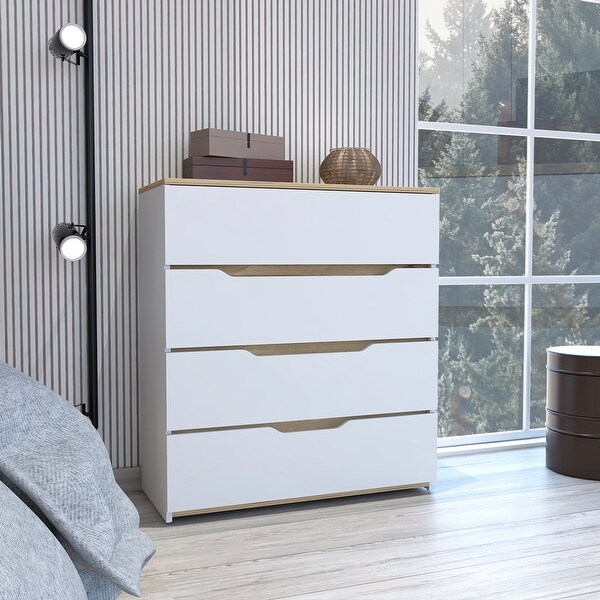 Minimalist Style 4-Drawer Rectangle Dresser， Modern Storage Organizer Dresser， Accent Chests of Drawers for Living Room Bedroom - - 37828166