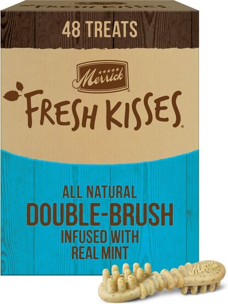 Merrick Fresh Kisses Double-Brush Mint Breath Strip Infused Small Dental Dog Treats