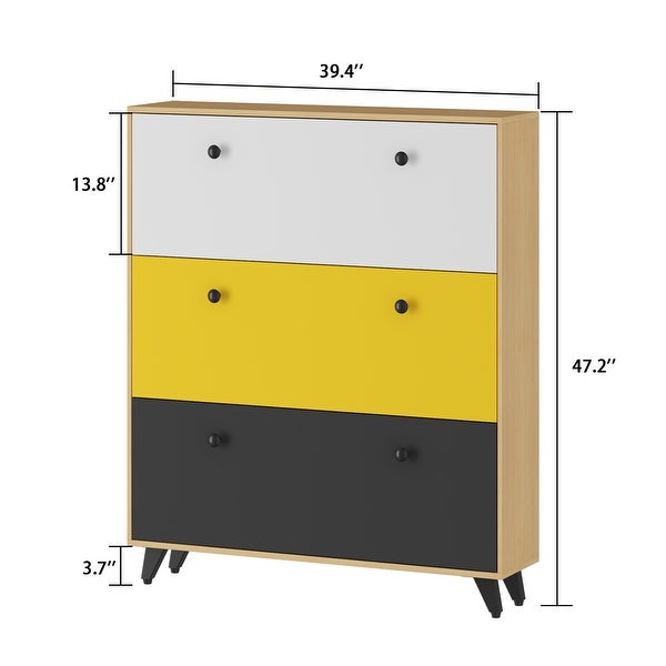 3-Tier Wood Modern Shoe Storage Cabinet - - 34316981