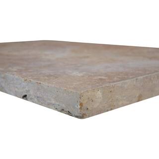 MSI Porcini 2 in. x 16 in. x 24 in. Brushed Travertine Pool Coping (40 Pieces106.8 sq. ft.Pallet) TPOR1624HUF