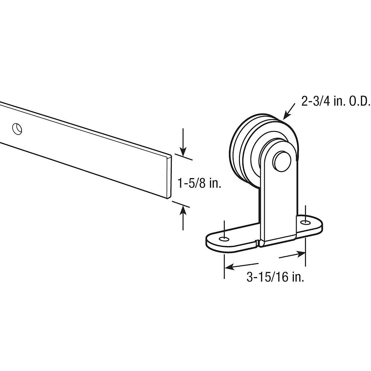 Prime-Line Satin Nickel Steel Barn Door Hanger Kit 1 pk