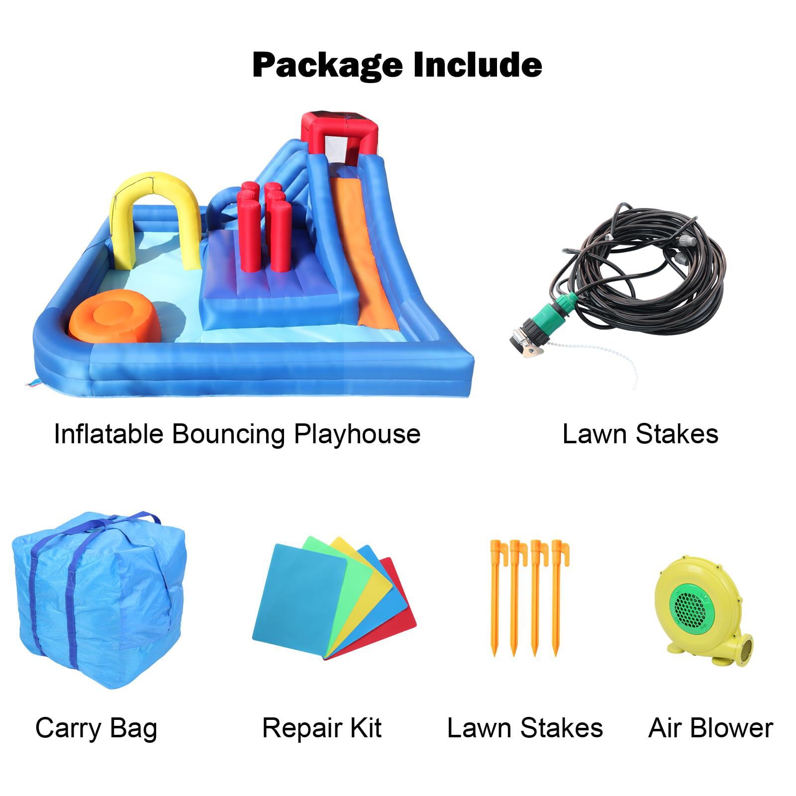 Ktaxon Summer Large Inflatable Bounce House Castle with Water Fun Slide Pool with 680W Blower