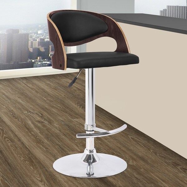 Malibu Swivel Barstool with Walnut Veneer and Chrome Base