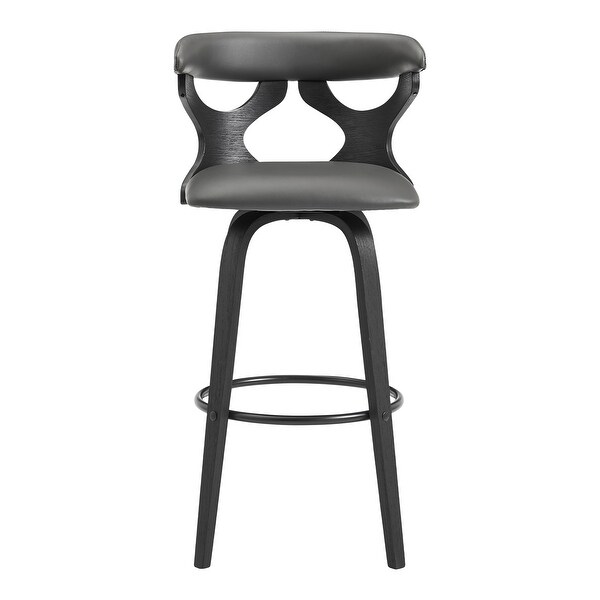 Zenia Modern Faux Leather and Wood Swivel Bar/Counter Stool