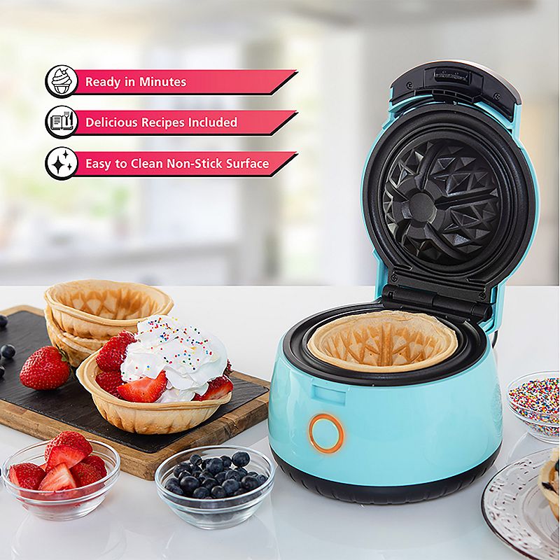 Brentwood 5 Inch Electric Waffle Bowl Maker in Blue