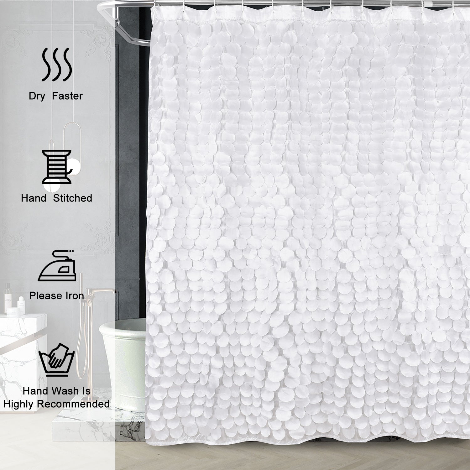 Modern Cute Decorative Shower Curtain - Textured Shimmer Circle Design Bathroom, 72¡± x 72¡±