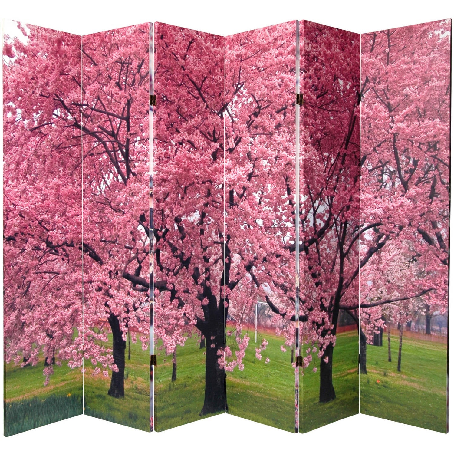 Oriental Furniture 6 ft. Tall Cherry Blossoms Canvas Room Divider - 6 Panel