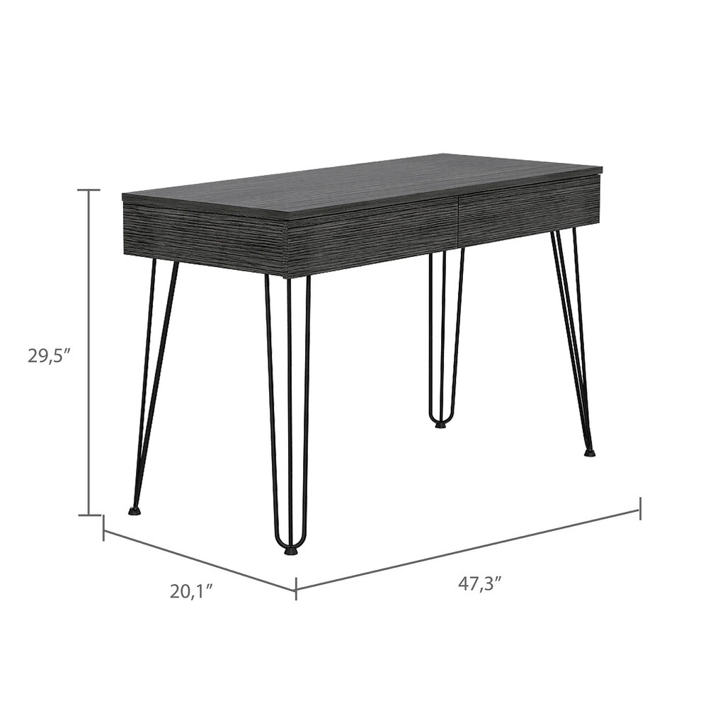 Modern Simple 2 Drawer Writing Desk with Hairpin Legs