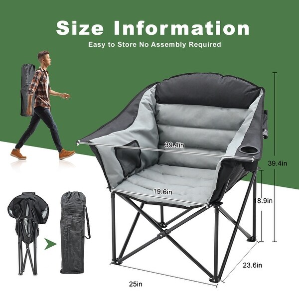 DoCred Oversized Camping Chair，Fully Padded Folding Moon Chair