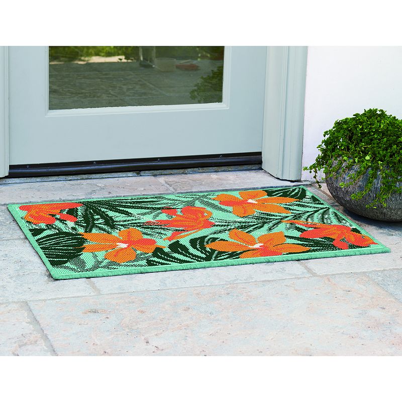 Sonoma Goods For Life® Indoor/Outdoor Aqua Tropical Floral Rug