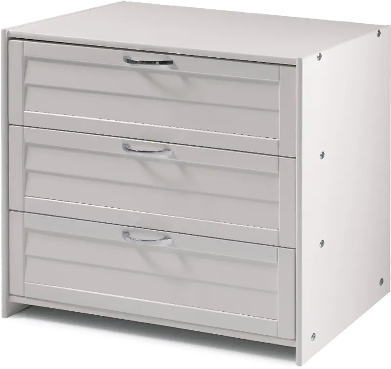 Louver White 3-Drawer Chest