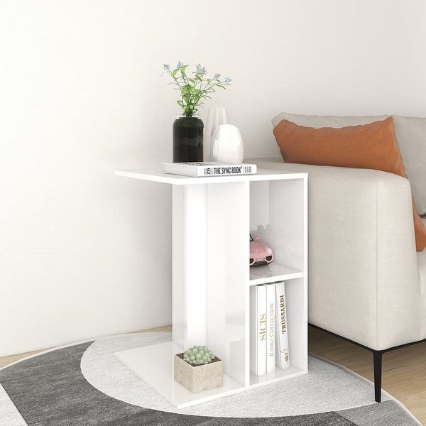 vidaXL Side Table High Gloss White 24