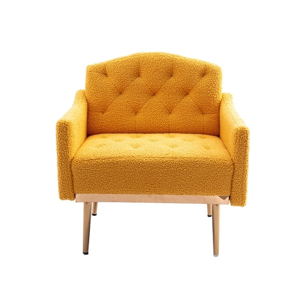 Teddy Fabric Upholstered Tufted Accent Chair With Rose Golden feet