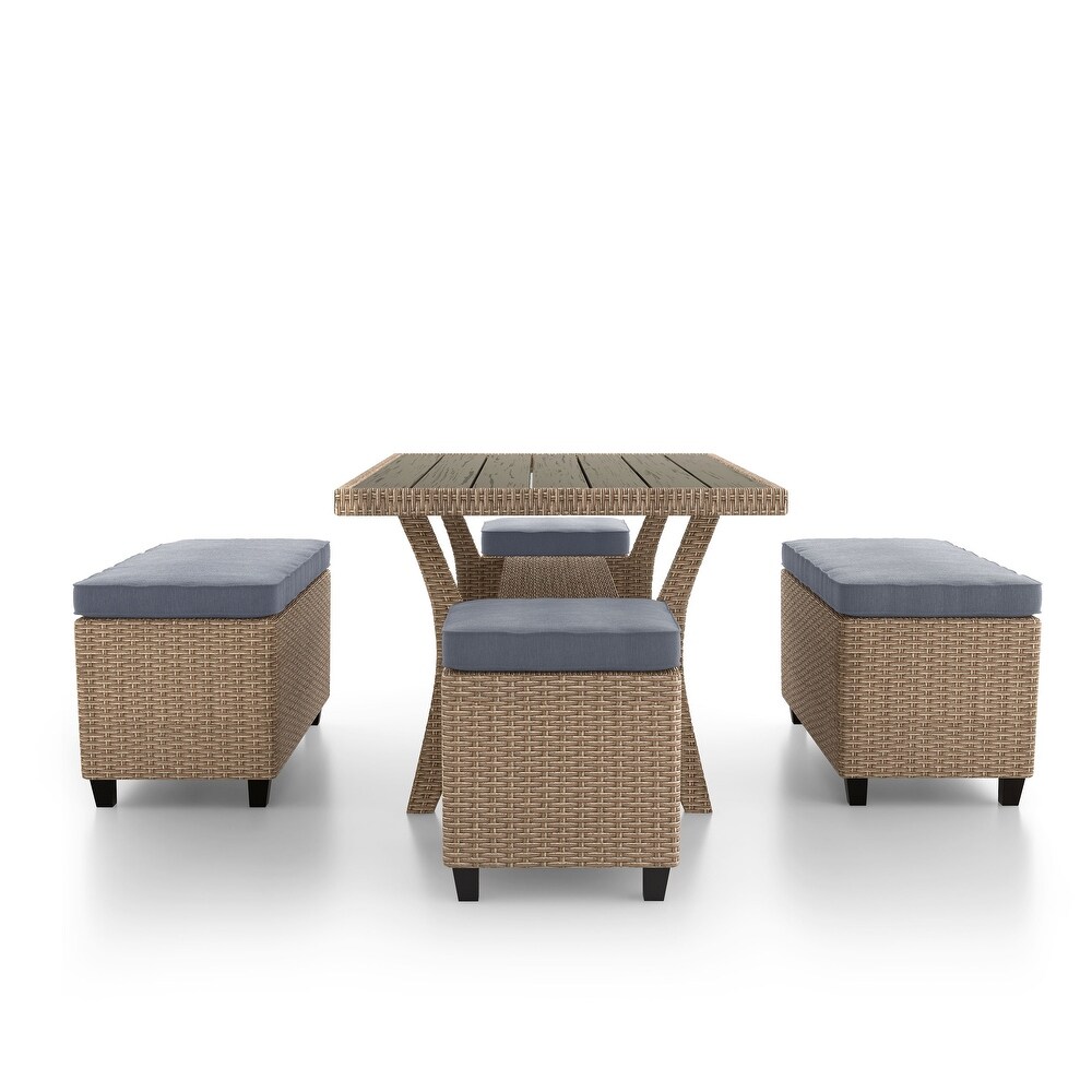 Decker Modern Wicker 5 Piece Outdoor Open Dining Set by M L Co.