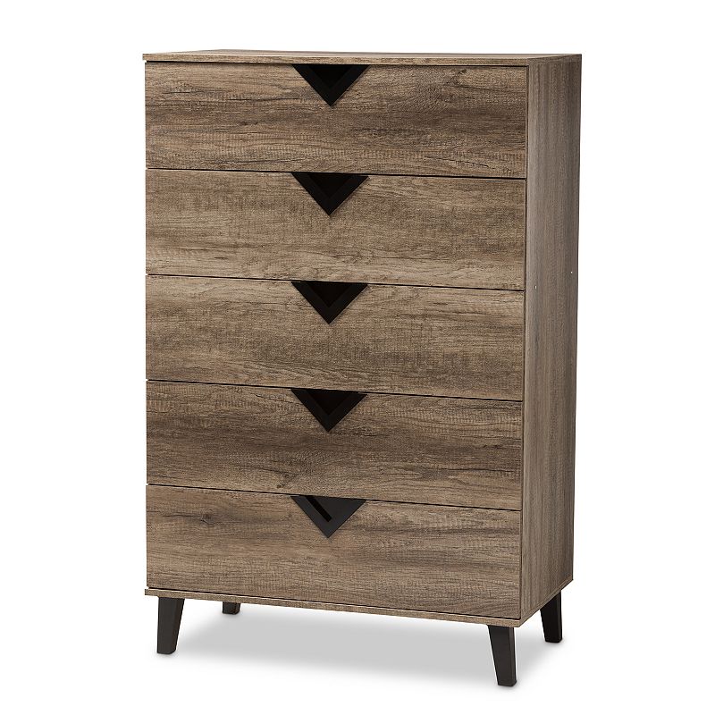 Baxton Studio Modern Brown 5-Drawer Chest