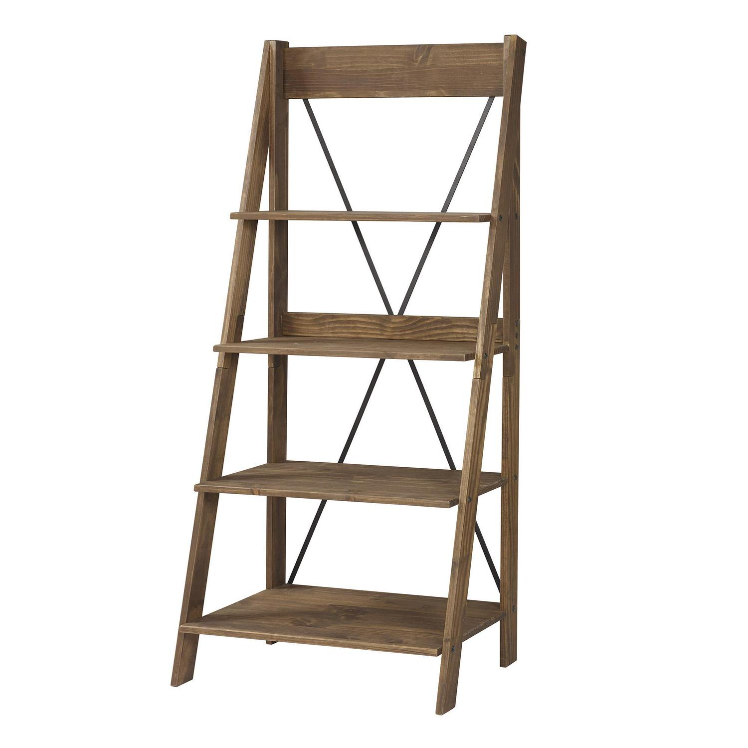 Woven Paths Solid Wood 4-Shelf Ladder Bookshelf- Multiple Colors