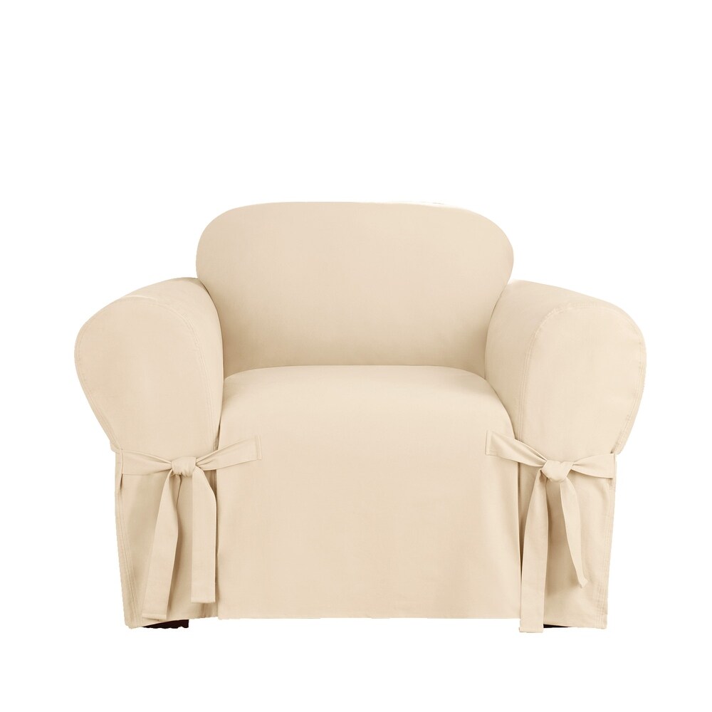 SureFit Heavyweight Cotton Duck One Piece Chair Slipcovers with Seat Elastic