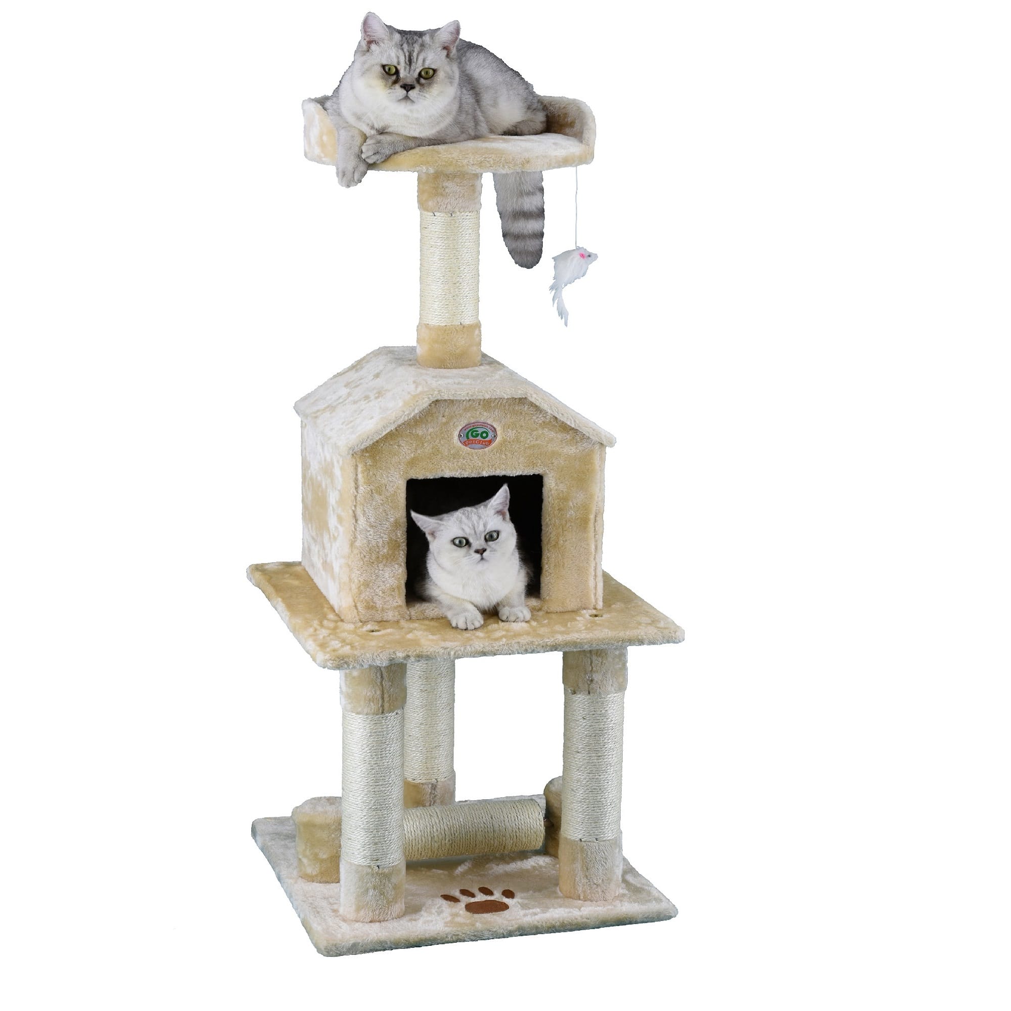 Go Pet Club Beige 45 Cat Tree Condo with Dangling Toy