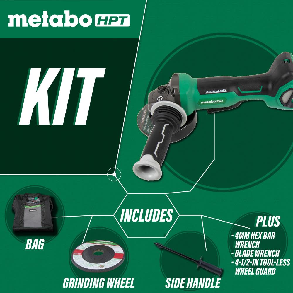 Metabo HPT Multivolt 36V Brushless 4 1/2 Grinder Paddle Switch Bare Tool