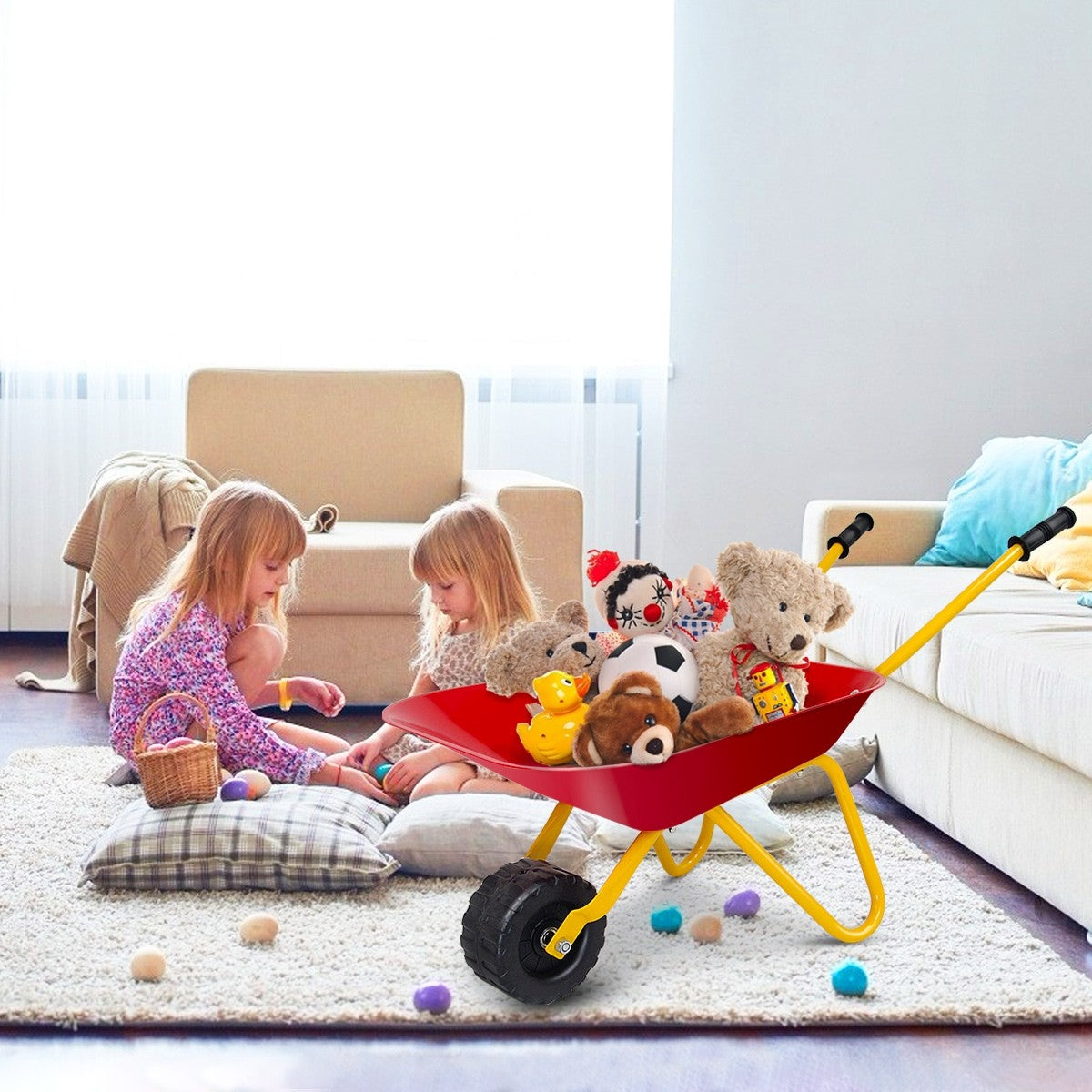 Kids Metal Wheelbarrow, Yard Rover Steel Tray