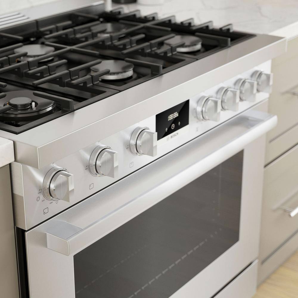 Bosch 800 Series 36 in. 3.5 cu. ft. Industrial Style Gas Range with 6-Burners in Stainless Steel HGS8655UC