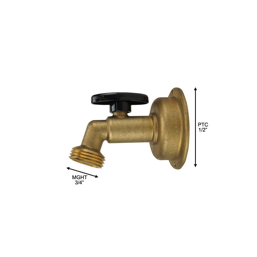 Tectite 12 in. Brass Quarter Turn Push-to-Connect x 34 in. Garden Hose Thread No Kink Hose Bibb FSBSCV1234