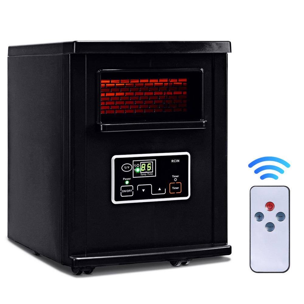 Costway 1500-Watt Electric panel Portable Infrared Quartz Space Heater Remote Black GHM0472