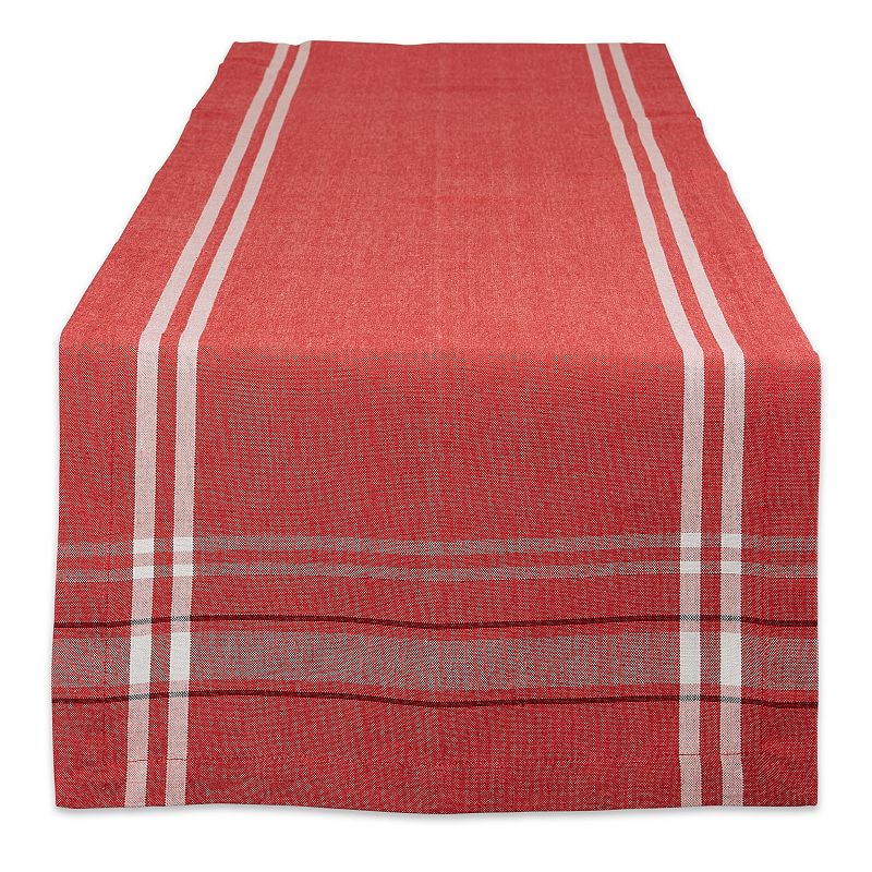 14 x 108 Tango Red and White French Chambray Rectangular Table Runner