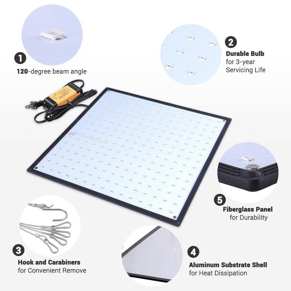 Yescom 22w LED Grow Light Panel Indoor Growing 225 Ultrathin White