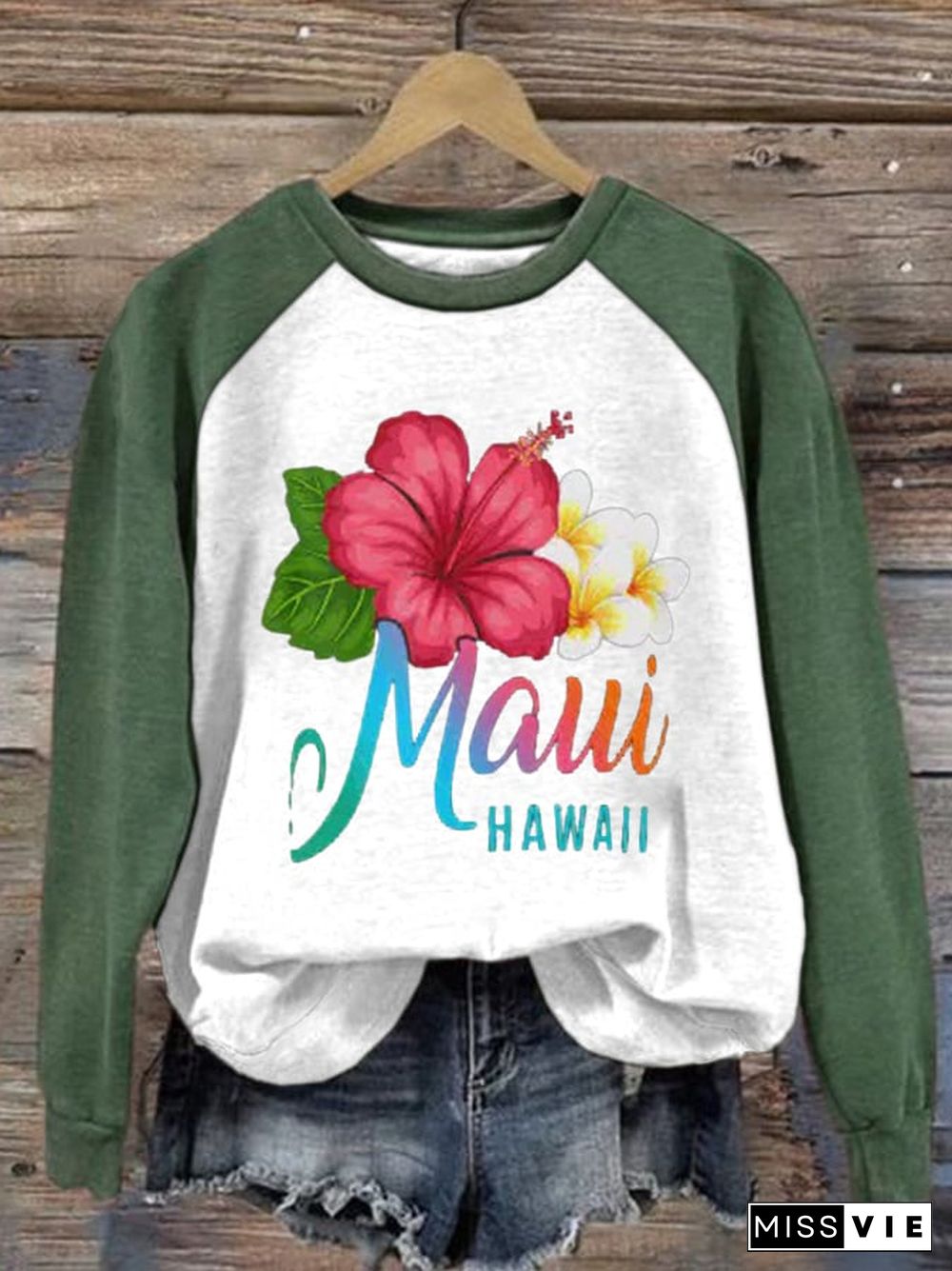 Women's Maui Strong Print Crew Neck Sweatshirt