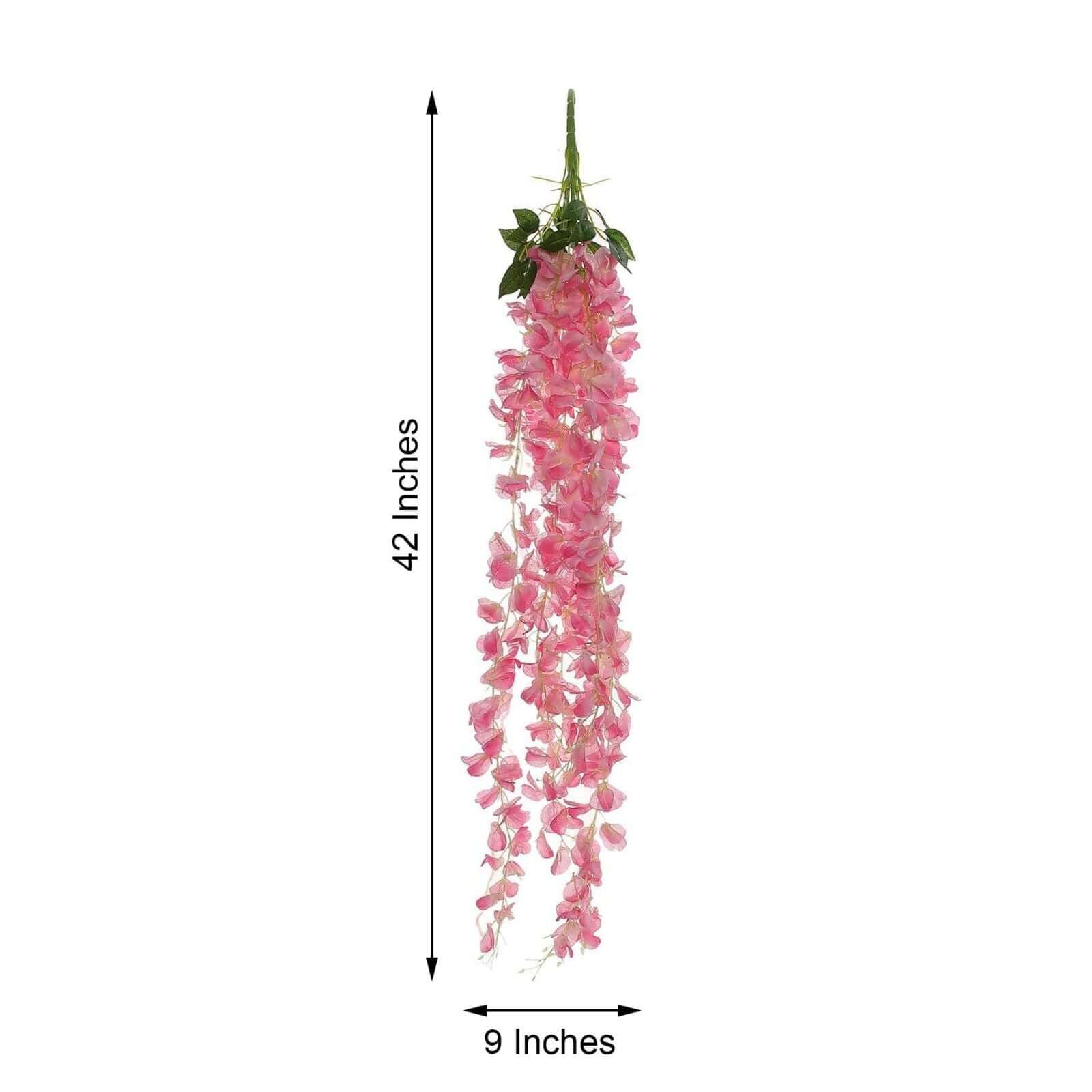 Pink Artificial Silk Hanging Wisteria Flower Garland Vines - Elaborated 5 Full Strands in 1 Bush 42