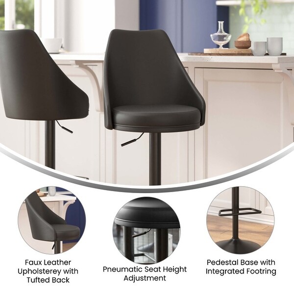 Modern Barrel Seat Adjustable Height Barstool with Steel Frame