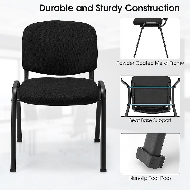 Office Chair With Metal Frame And Padded Cushions For Conference Room-set Of 2