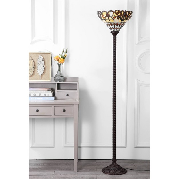 Davis  Style Torchiere Floor Lamp includes Led Light Bulb Bronze Jonathan Y