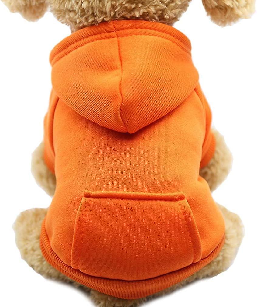 Winter Dog Hoodie Sweatshirts With Pockets Warm Dog Clothes For Small Dogs Chihuahua Coat Clothing Puppy Cat Custume (large， Orange)