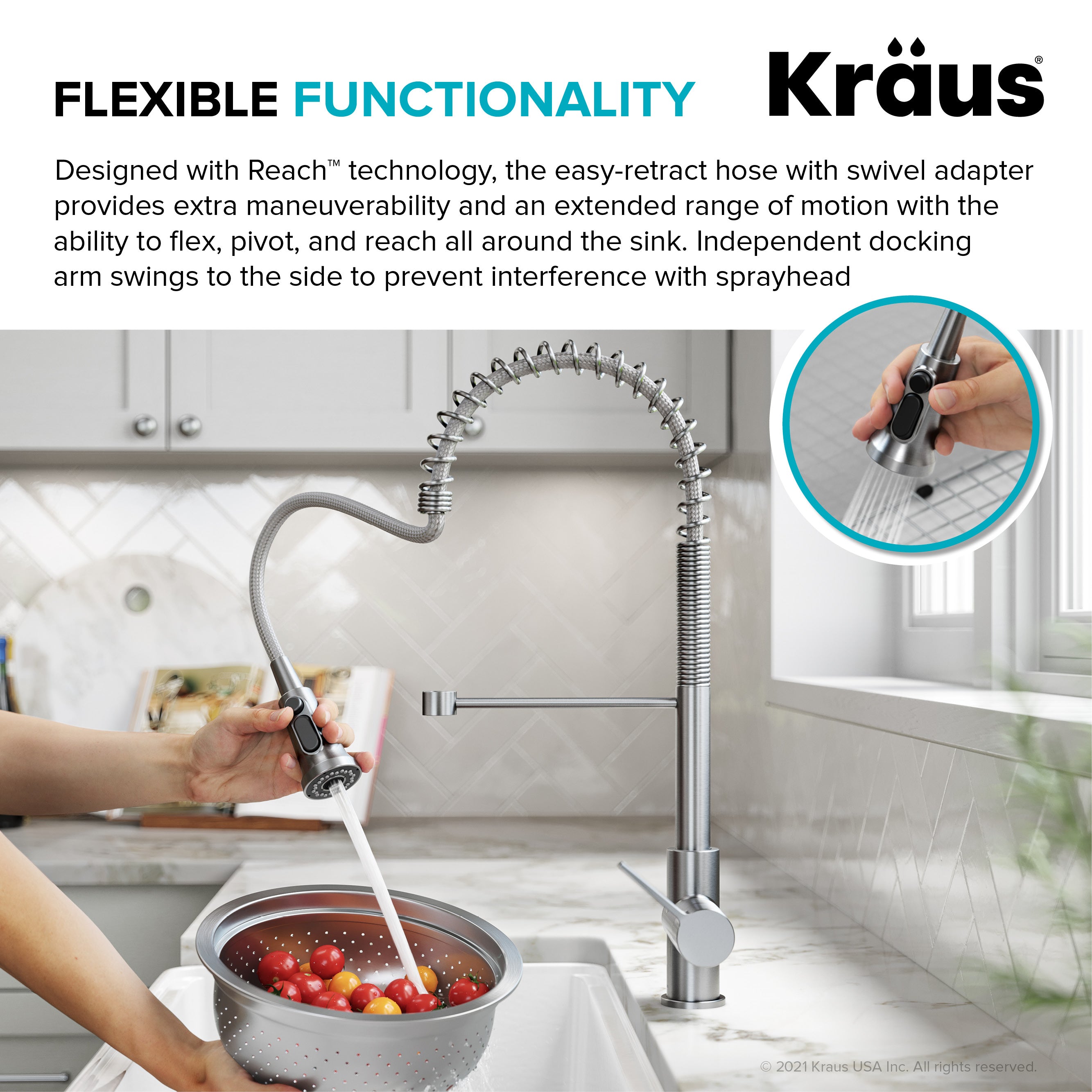 Kraus Britt 2-in-1 Commercial Style Pull-Down Single Handle Water Filter Kitchen Faucet for Reverse Osmosis or Water Filtration System in Spot Free Stainless Steel