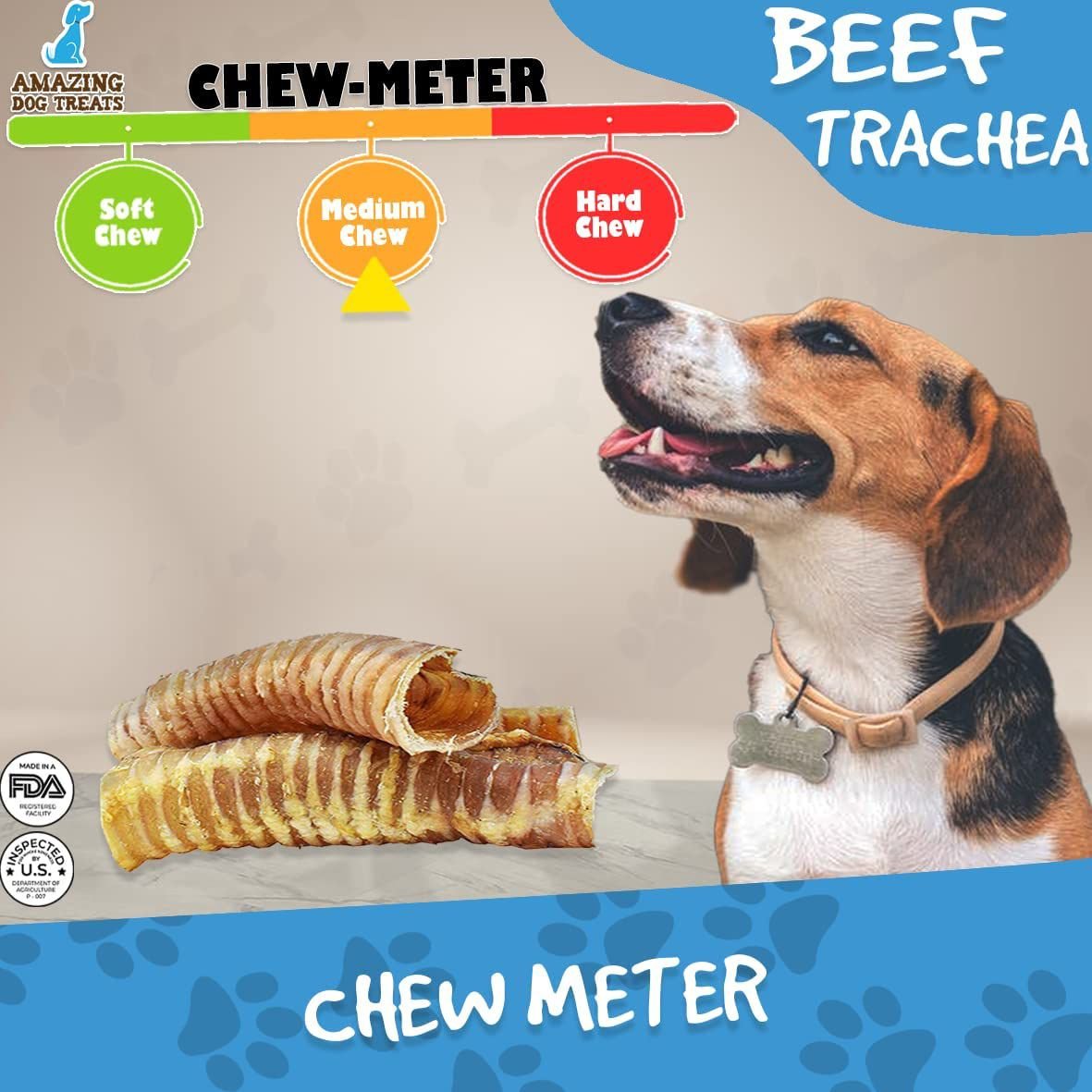 Amazing Dog Treats Beef Trachea Dog Treats， 2 count