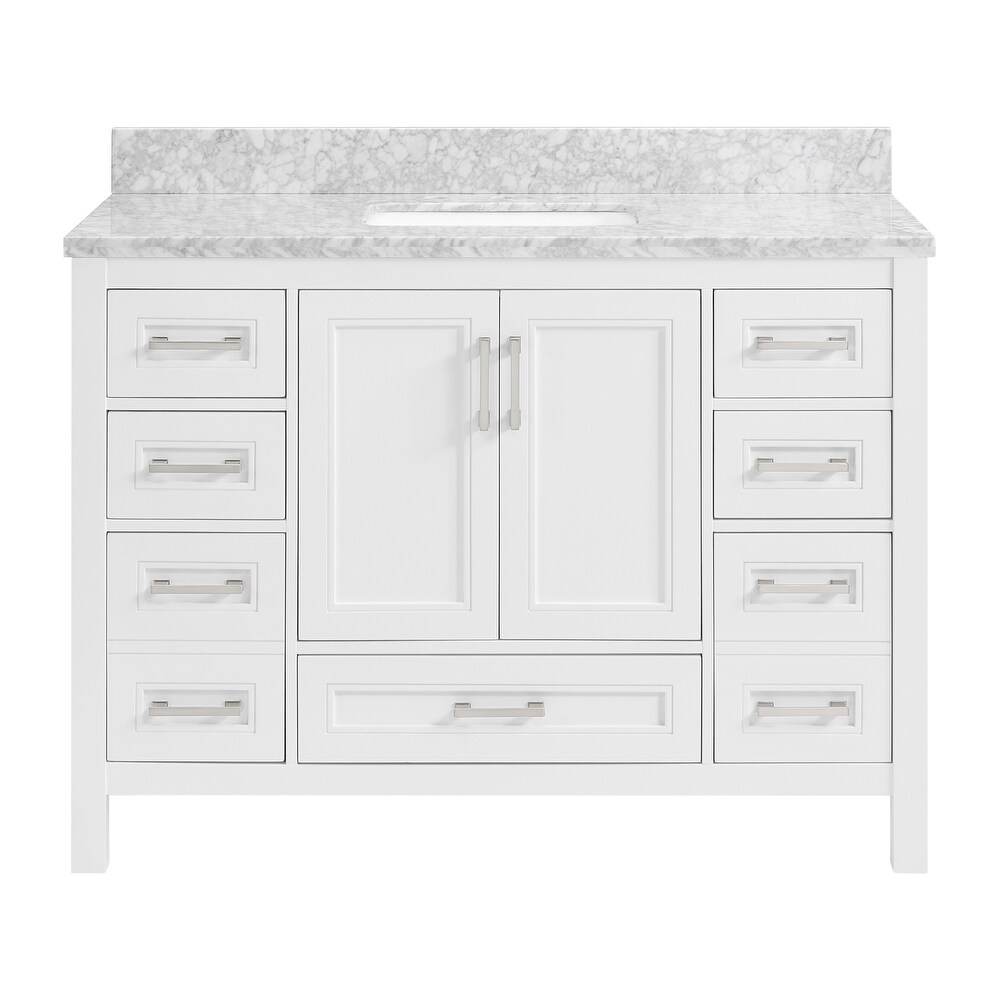 TimelessChic 48 in Undermount Single Sink Bathroom Vanity with Carrara Natural Marble Top