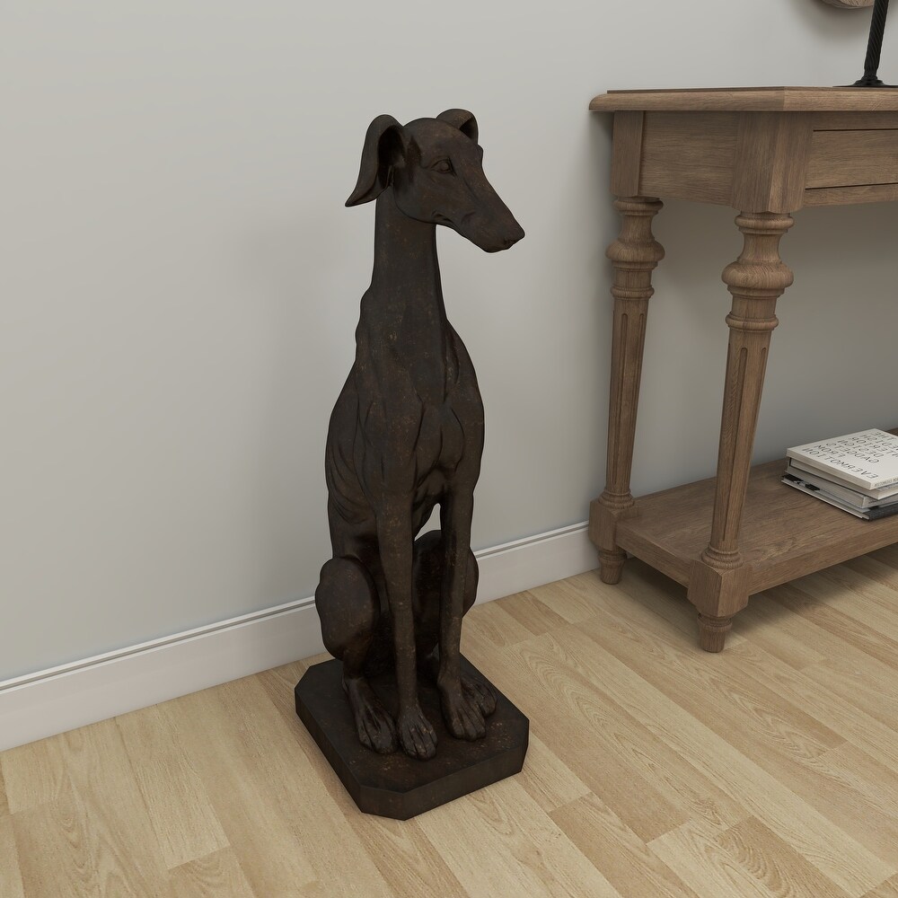 Brown Polystone Dog Sculpture   12 x 10 x 31