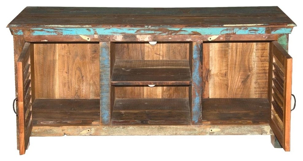 Fenwick Rustic Reclaimed Wood Shutter Door TV Stand Media Console   Farmhouse   Entertainment Centers And Tv Stands   by Sierra Living Concepts Inc  Houzz