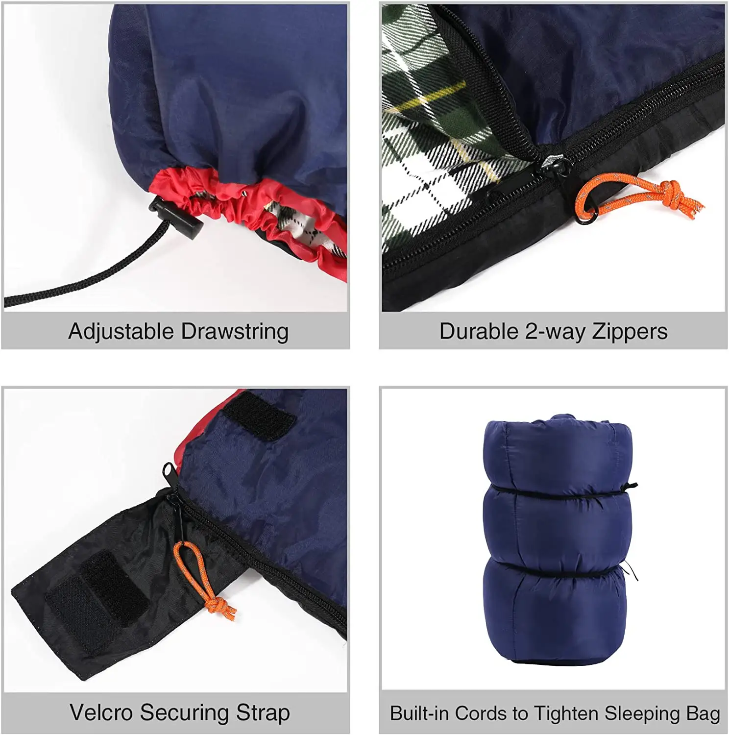 Winter Outdoor Adults Compact Single Camping Rectangle Sleeping Bag For Hiking Ultra Light