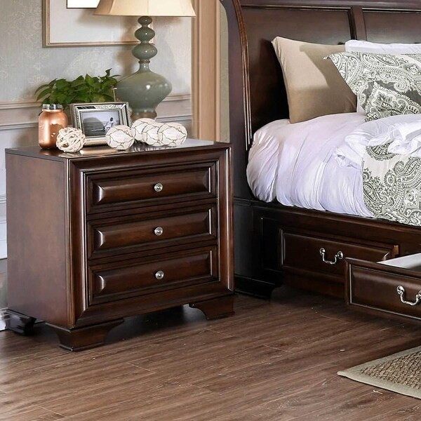 Transitional Style Nightstand with 3 Drawers - - 36119169