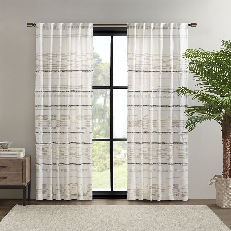 INK+IVY Nea Cotton Light Filtering Printed Rod Pocket 1 Window Curtain Panel